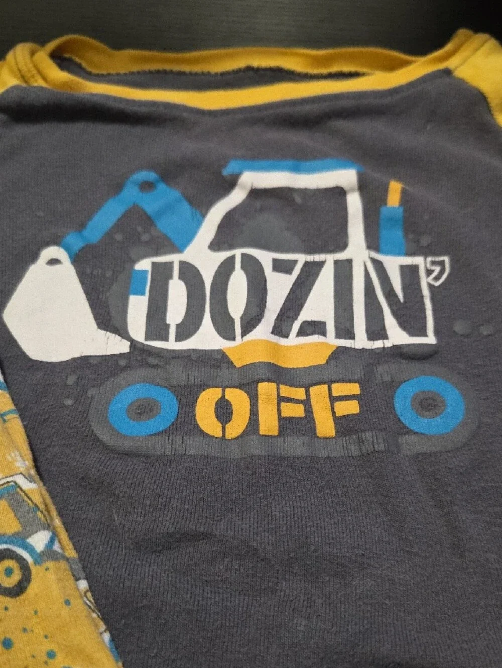 wonder nation Yellow & Gray Construction Raglan Pajama Set
